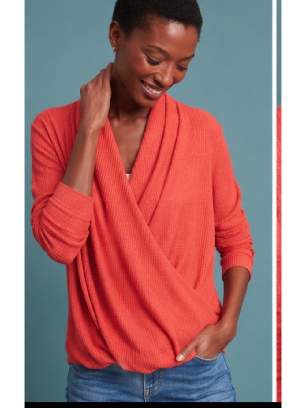 Anthropologie Akemi + Kin Woodruff Waffle Knit Wrap Top